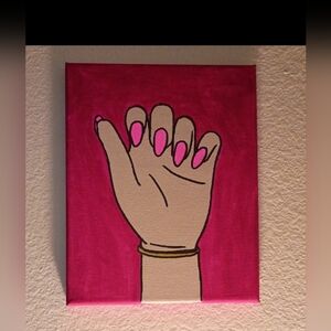 Handpainted Pink Manicure Art Acrylic Painting Wall Decor 8x10"